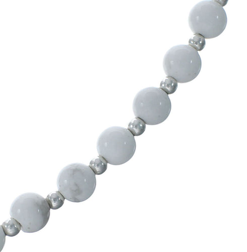 Howlite Navajo Genuine Sterling Silver Bead Necklace X10792